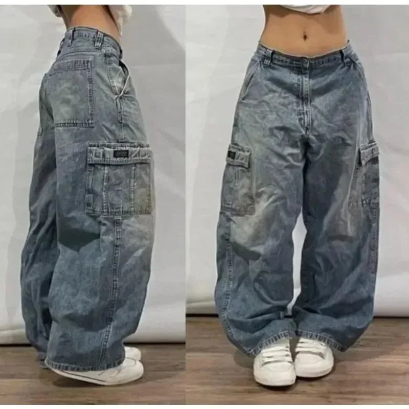 American Hip-hop Retro Loose Jeans Women's Y2K New Tide Harajuku High Waist Wide leg Pants Gothic Wide Pants Street Pants Male. Jeans Exclusivos Modernos 2026