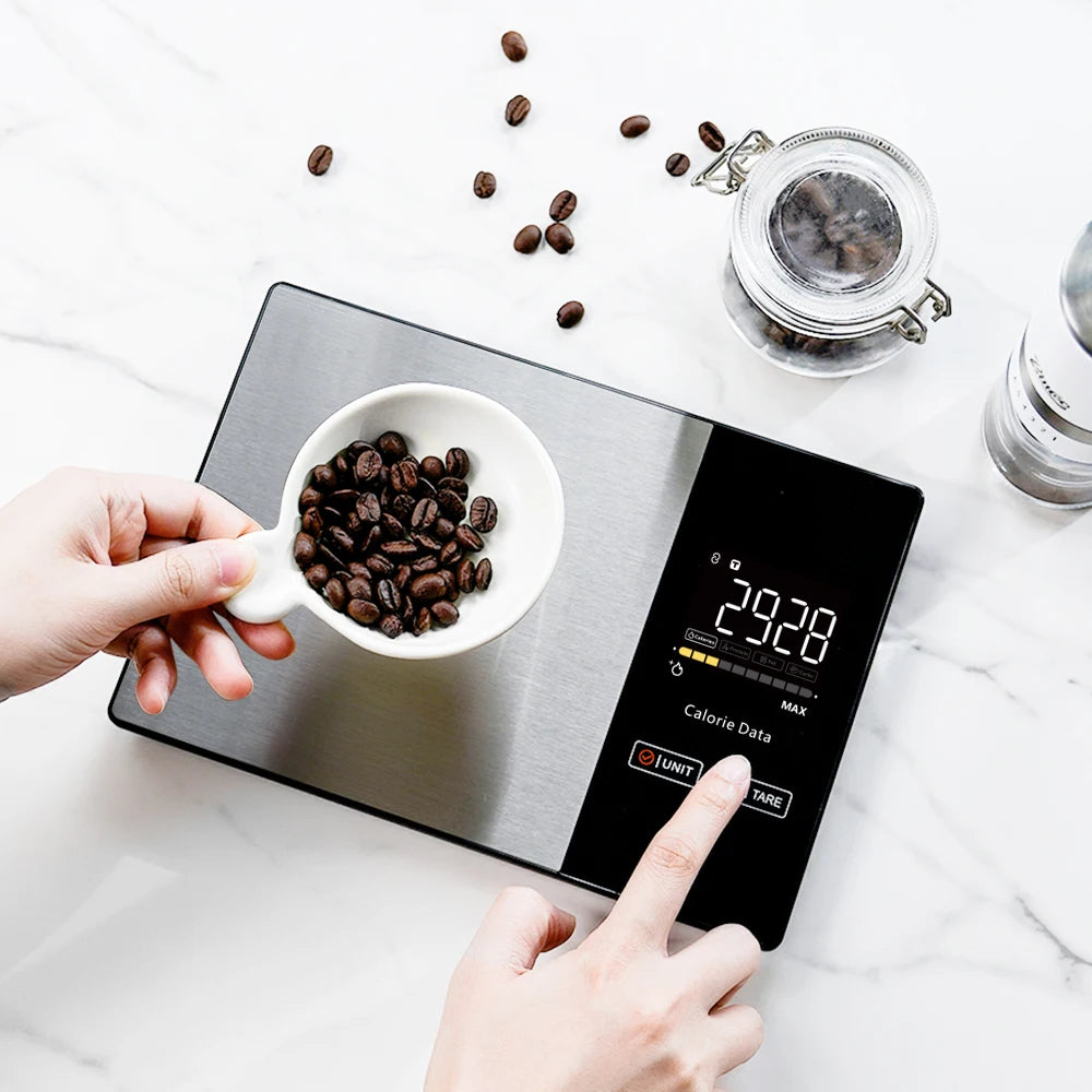 5kg Kitchen Food Scale, Smart Food Calorie Scale Kitchen Cooking Baking Scales, Stainless Steel Nutrition Scale with Free App. Pesa para Medir Calorias y Mejorar la Alimentacion