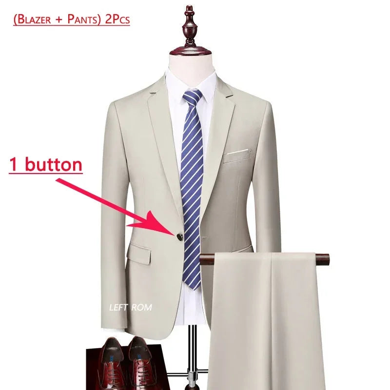14 Color M-6XL ( Jacket + Vest+Pants ) High-end Brand Formal Business Mens Suit Three-piece Groom Wedding Dress Solid Color Suit. Trajes De Hombre Para Ocasion Especial. Bodas oh Eventos 2026