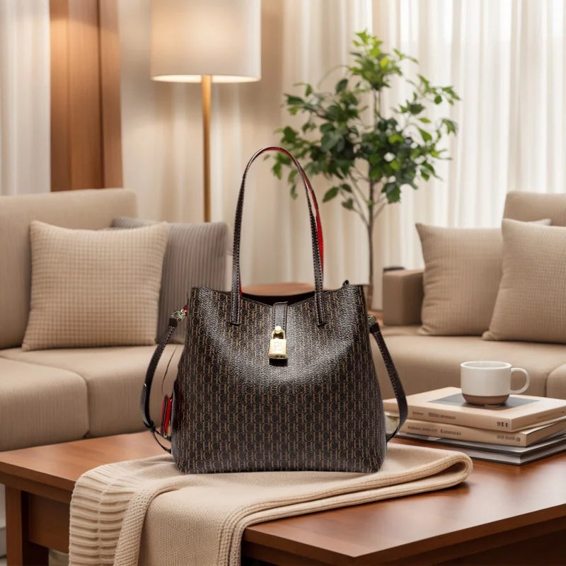 CH Premium Versatile Leather Crossbody Bag Ladies Large Capacity Daily Commuter Tote Bag Letter Print Design Ladies Fashion 2026