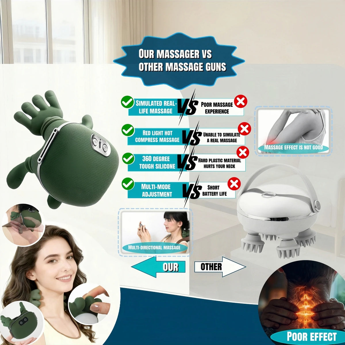 Masajeador de Cuello 2026 — Masajeador Eléctrico de Hombros y Cervical, Masaje de Tejido Profundo para el Cuerpo, Casi como un Masajista Real