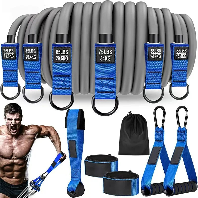 Resistance strap with handle: used for muscle training, strength building, body shaping, yoga, home fitness equipment - natural. Ligas Elasticas Extra duraderas para Crecimiento Muscular 2026