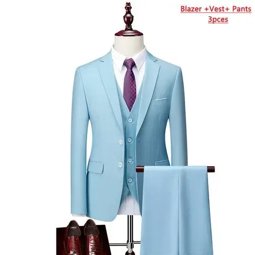 14 Color M-6XL ( Jacket + Vest+Pants ) High-end Brand Formal Business Mens Suit Three-piece Groom Wedding Dress Solid Color Suit. Trajes De Hombre Para Ocasion Especial. Bodas oh Eventos 2026
