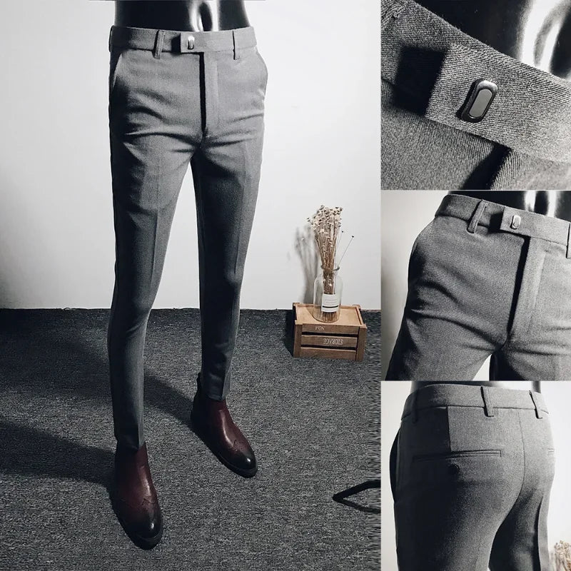 Men Suit Pants Formal Trousers Stretch Slim Pantalone Hombre Calça Masculina Solid Color Casual Dress Pants Fashion Men Clothing. Pantalones de Hombre, extra slim fit 2026. Elegantes