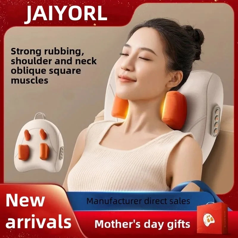 JAIYORL Almohada Masajeadora Eléctrica para Trapecio — Inalámbrica para Auto y Hogar, con Calor, para Cintura, Cuello, Piernas y Cervical, Masaje Shiatsu con Amasado