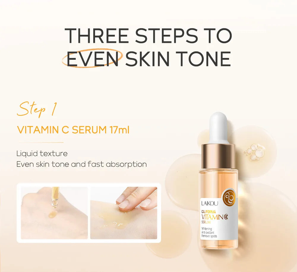 3pcs/set LAIKOU Vitamin C 24K Golden Sakura Skin Care Sets Face Cream Serum Eye Cream Moisturizing Anti Wrinkles Face Care Kit.2026 SKIN CARE REJUVENECEDOR, HUMECTANTE FACIAL