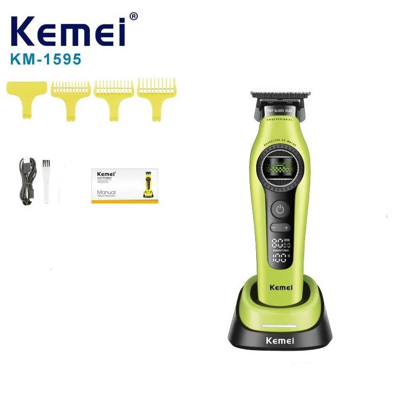 Kemei 1593 1595 Hair Trimmers Professional Barber Hair Clippers F1 -Super Engine External Brushless Motor Hair Cutting Machine 2026