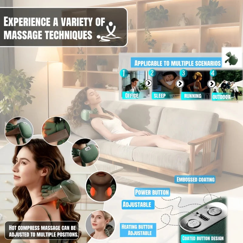 Masajeador de Cuello 2026 — Masajeador Eléctrico de Hombros y Cervical, Masaje de Tejido Profundo para el Cuerpo, Casi como un Masajista Real