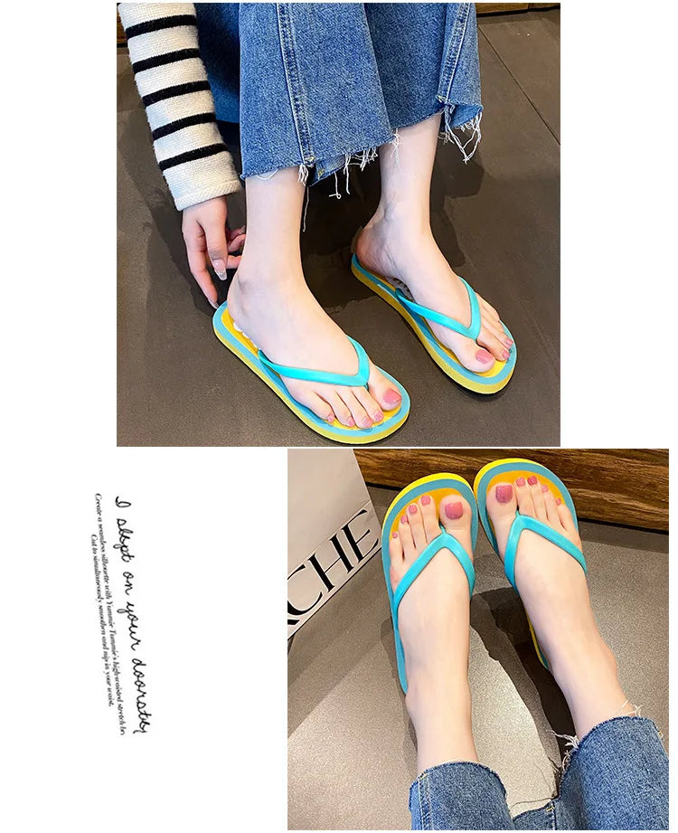 Women's Flip Flops 2025 New Summer Thick Bottom Clip Toe Fashion Beach Slippers Cool Slippers for Women 2026