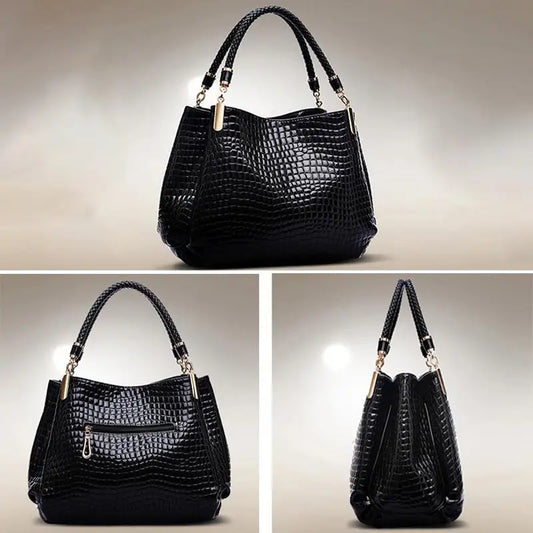 Women's Bag Large Capacity Tote Daily Commute Women's Shoulder Bag Crocodile Print Bright Face Handbag Shopping 2026