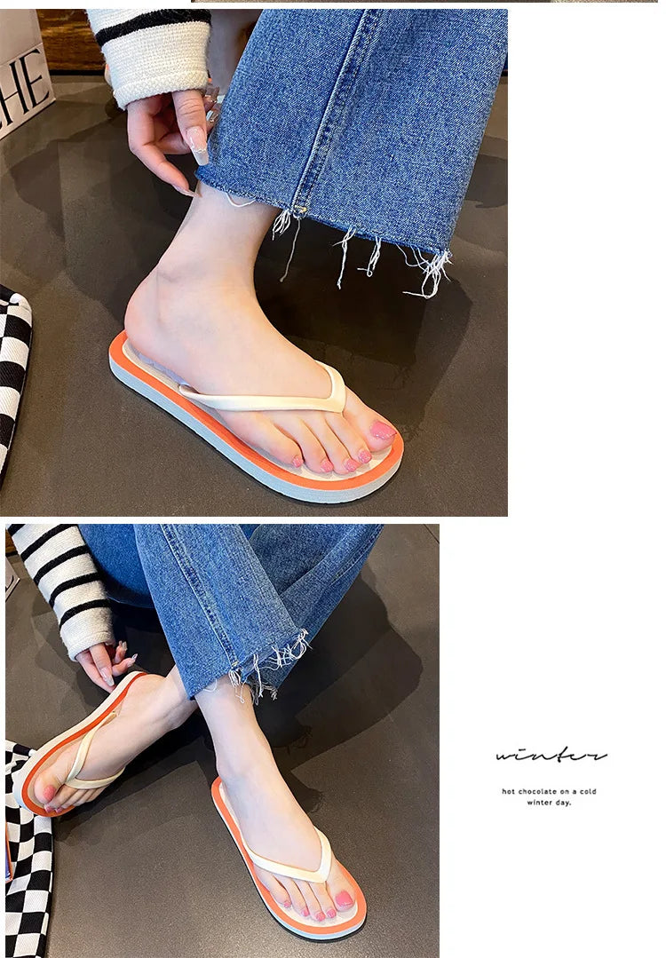 Women's Flip Flops 2025 New Summer Thick Bottom Clip Toe Fashion Beach Slippers Cool Slippers for Women 2026