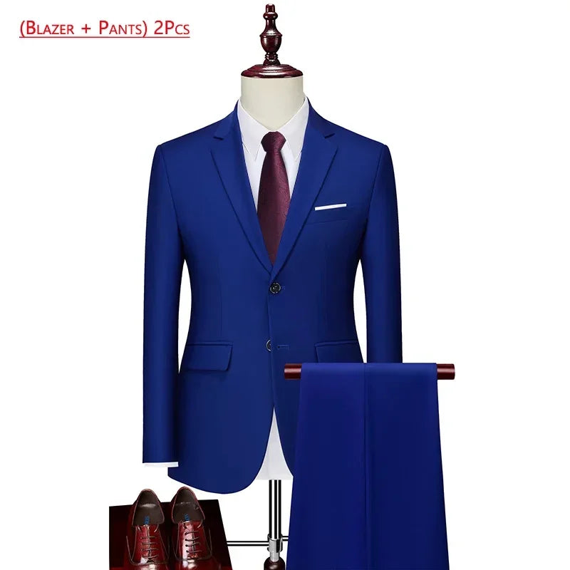 14 Color M-6XL ( Jacket + Vest+Pants ) High-end Brand Formal Business Mens Suit Three-piece Groom Wedding Dress Solid Color Suit. Trajes De Hombre Para Ocasion Especial. Bodas oh Eventos 2026