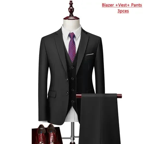 14 Color M-6XL ( Jacket + Vest+Pants ) High-end Brand Formal Business Mens Suit Three-piece Groom Wedding Dress Solid Color Suit. Trajes De Hombre Para Ocasion Especial. Bodas oh Eventos 2026