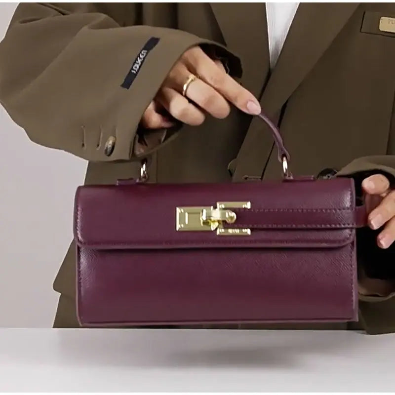 Luxury Brand Women's Lock-lock Handbag Retro High-quality Square Shoulder/crossbody Bag Fashionable High-end burgundy Women' Bag 2026
