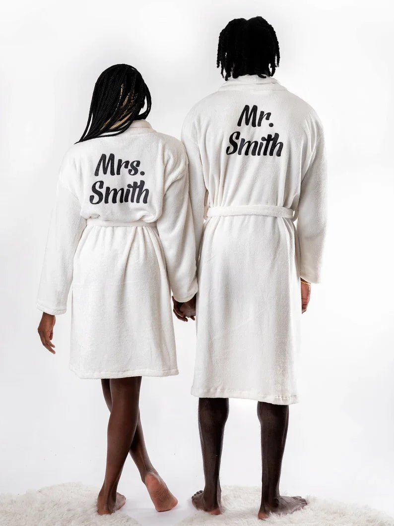 Matching King and Queen Plush Bathrobes Mr and Mrs Cozy Terry Robes for Couple Customized Gift for Him Wedding Honeymoon Robe. Bata de Baño para Pareja. Estilo Moderno 2026