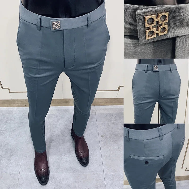 Men Suit Pants Formal Trousers Stretch Slim Pantalone Hombre Calça Masculina Solid Color Casual Dress Pants Fashion Men Clothing. Pantalones de Hombre, extra slim fit 2026. Elegantes