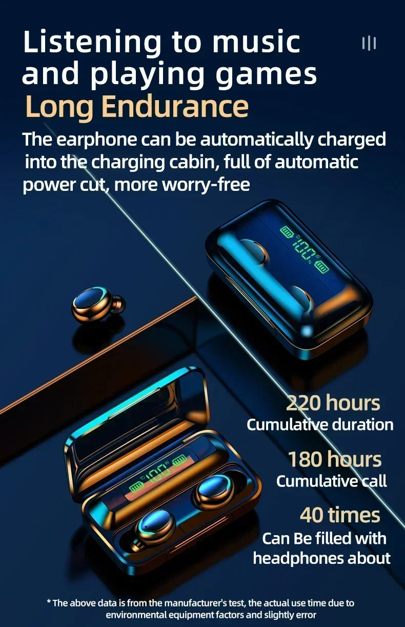 Auriculares Inalámbricos Bluetooth 5.3 TWS F9-5 | Sonido Potente, Diseño Deportivo, Micrófono HD