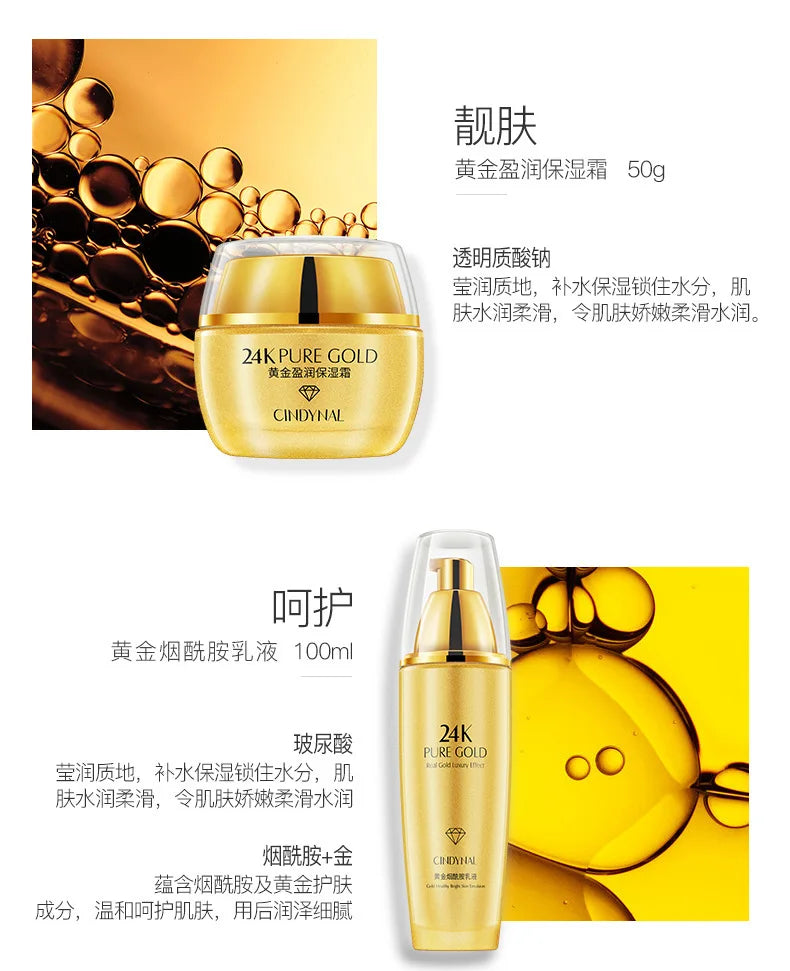 24K Gold Skin Care Sets Moisturizes Shrinks Pore Oil Control 24K Gold Toner Face Cream Emulsion Facial Essence Sets. 2026 KIT FACIAL DORADO. PROTECTORES FACIALES. CREA EN TU ROSTRO UN ASPECTO LIMPIO Y REJUVENECIDO