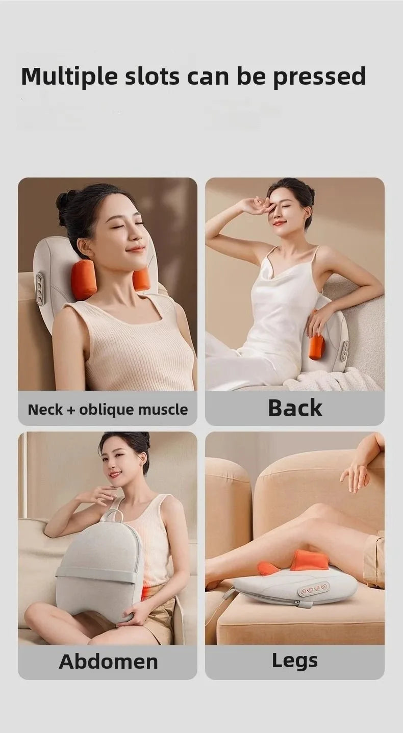 JAIYORL Almohada Masajeadora Eléctrica para Trapecio — Inalámbrica para Auto y Hogar, con Calor, para Cintura, Cuello, Piernas y Cervical, Masaje Shiatsu con Amasado