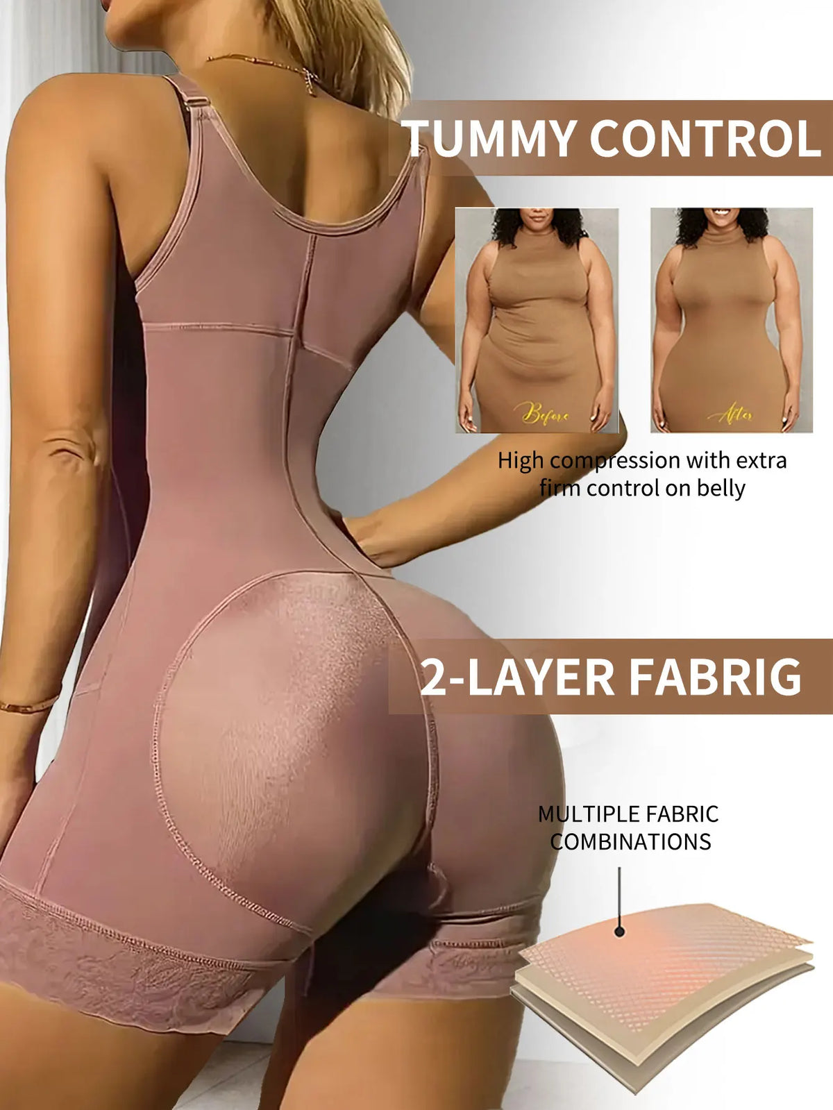 Fajas Postparto para Mujer, Moldeador Corporal de Alta Compresión, Reductor Adelgazante para Mujer, Ropa Interior Sexy, Body Moldeador Push Up. Compresion Extrema Alta