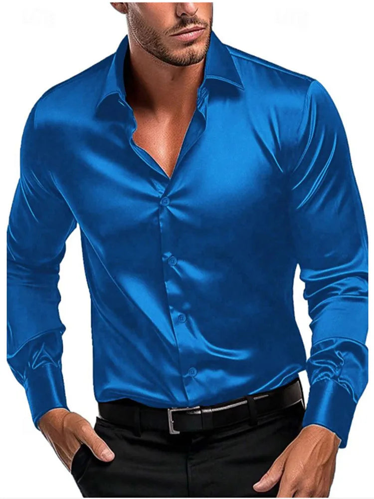 2024 New Spring And Autumn Men's Shirt Solid Color Business City Leisure Lapel Cardigan Slim Long Sleeves Tops. 2026 Camisa Extra Elastizada. 2026. Elegantes y Casual