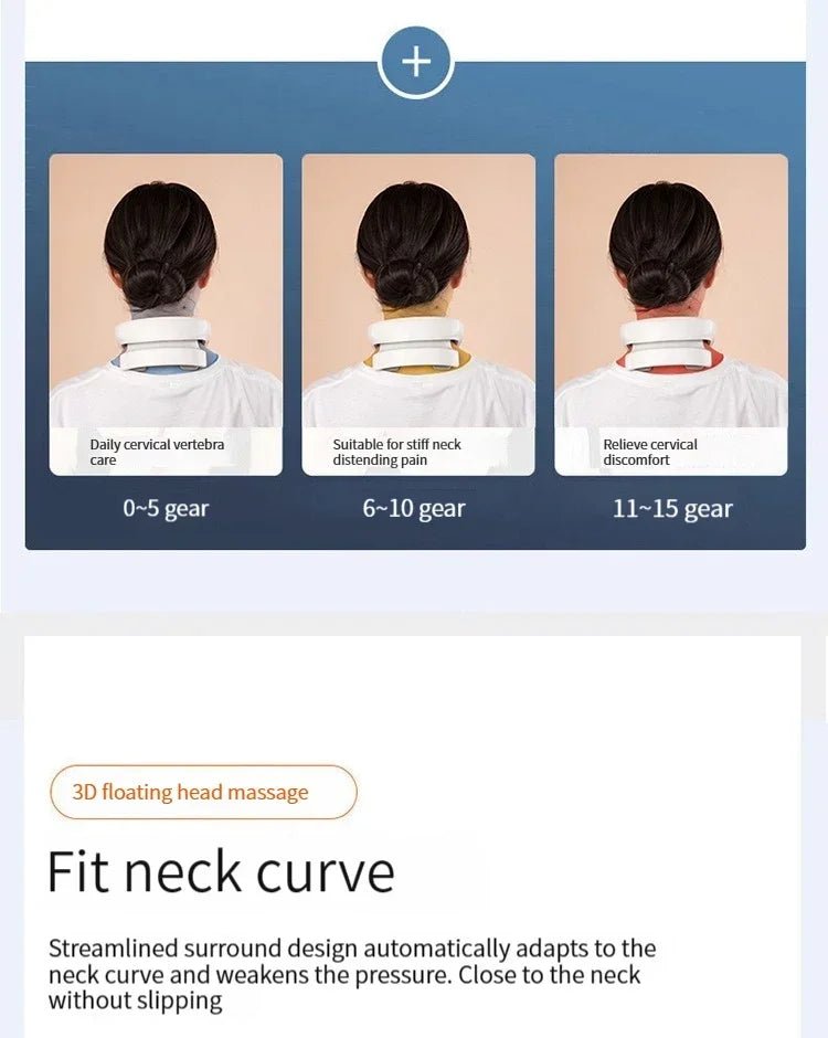 Masajeador Inteligente de Cuello y Hombros — Masaje Cervical con Vibración y Calor para Aliviar el Dolor, Pulso Terapéutico para las Vértebras Cervicales, Instrumento de Cuidado de la Salud