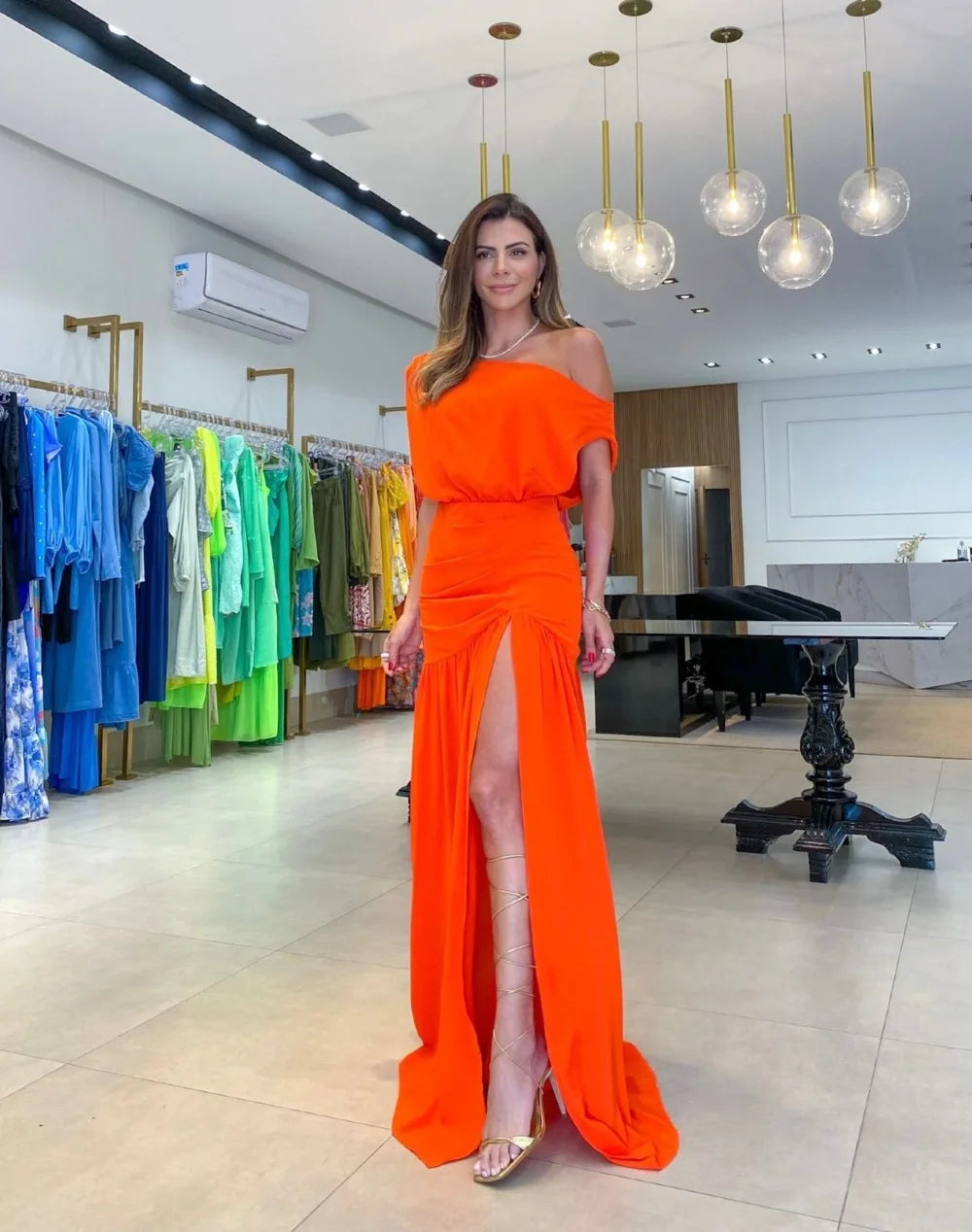 Women Straight Line Collar Dresses Short Sleeves Long Skirt Fashionable One Line Neck Split Floor Sweeping Holiday Sexy Dress 2026 Vestido Para Bodas Elegante Ocasion