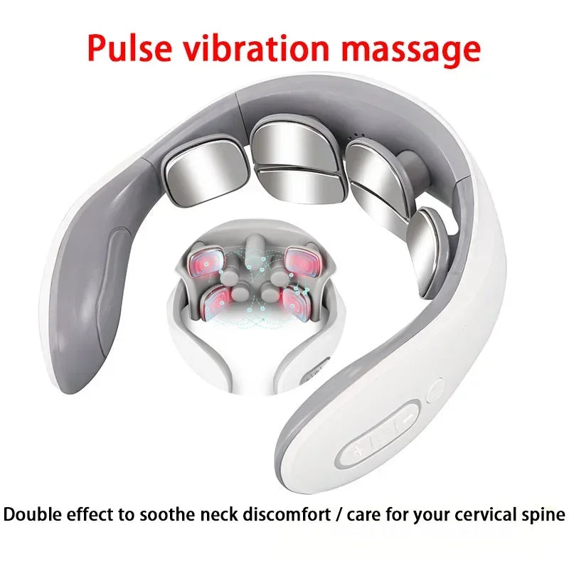 Masajeador Inteligente de Cuello y Hombros — Masaje Cervical con Vibración y Calor para Aliviar el Dolor, Pulso Terapéutico para las Vértebras Cervicales, Instrumento de Cuidado de la Salud