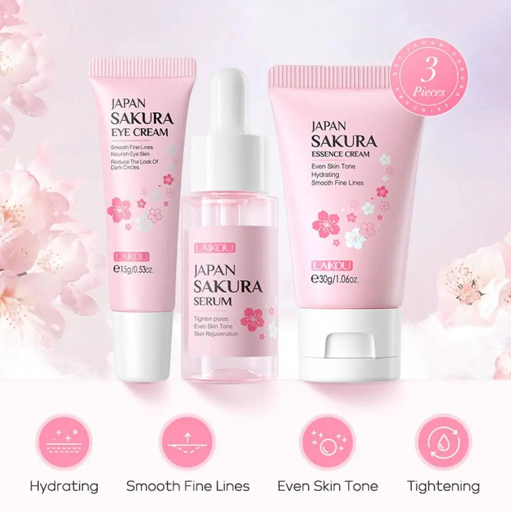 5/3pcs/Set Sakura Skin Care Sets Face Cream Serum Toner Facial Cleanser Sunscreen Eye Cream Gift Box Face Skin Care Set Product.2026 SERUM FACIAL. HUMECTANTE FACIL. REJUVENECEDOR PROTECCION CONTRA ARRUGAS FACIALES
