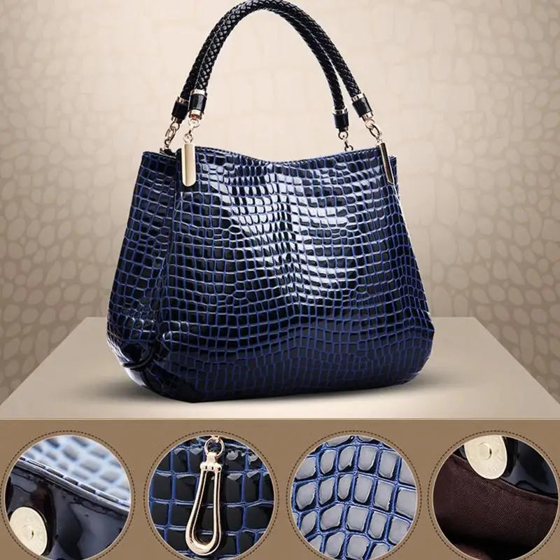 Women's Bag Large Capacity Tote Daily Commute Women's Shoulder Bag Crocodile Print Bright Face Handbag Shopping 2026