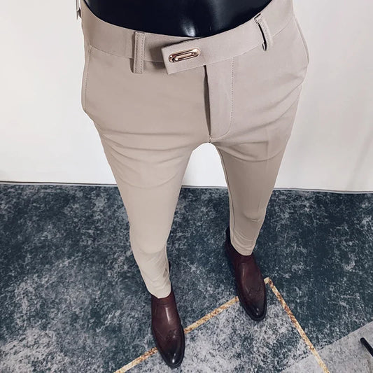 Men Suit Pants Formal Trousers Stretch Slim Pantalone Hombre Calça Masculina Solid Color Casual Dress Pants Fashion Men Clothing. Pantalones de Hombre, extra slim fit 2026. Elegantes