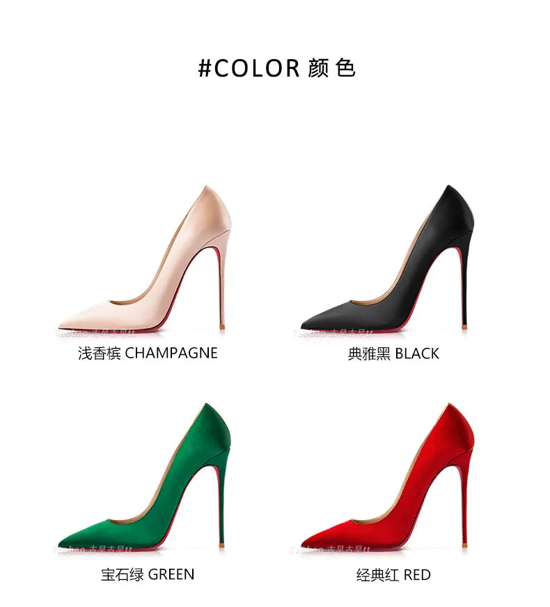 2025 Winter New High-heeled Shoes for Women, Green, Real Silk Satin, Thin Heel, Pointed Toe,Elegant,12cm,Single Shoes for Ladies 2026