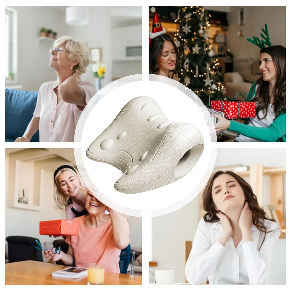 Almohada Masajeadora de Cuello en Forma de U — Almohada Ergonómica para Masaje y Relajación de Cuello y Hombros, Almohada Correctora para Enderezar el Cuello