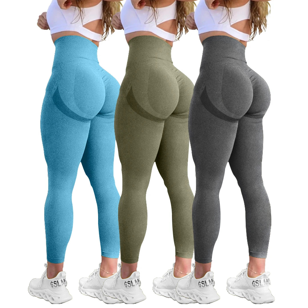 Women Butt Lifting Yoga Leggings Elastic Workout High Waist Tummy Control Ruched Booty Pants Seamless Gym Compression Tights. Licras Deportivas de Mujer 2026
