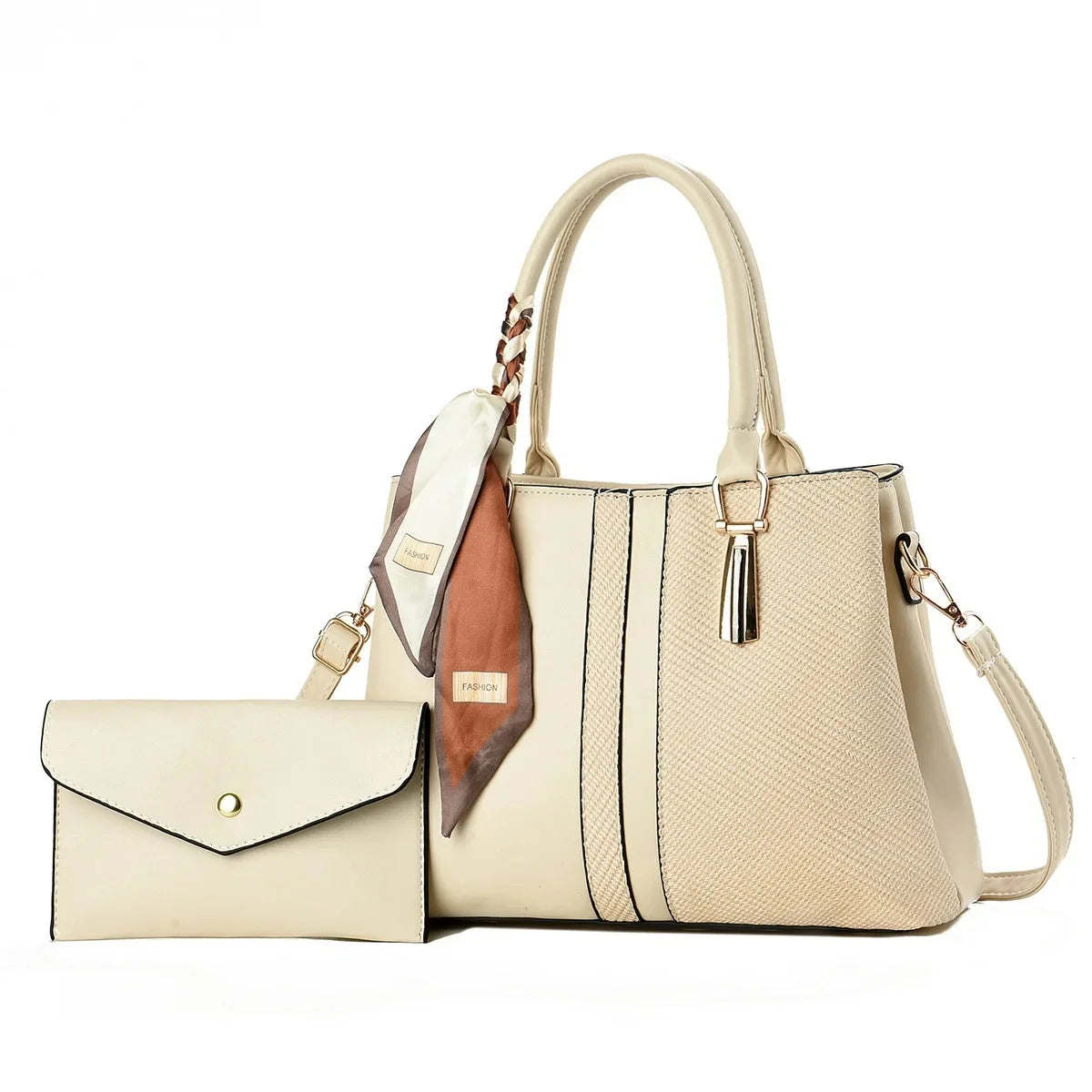 Large Capacity Fashion Color Block Mat Mother And Daughter Handbag Ladies Handbag with Scarf Soft Polyester Lining Zipper Closur 2026