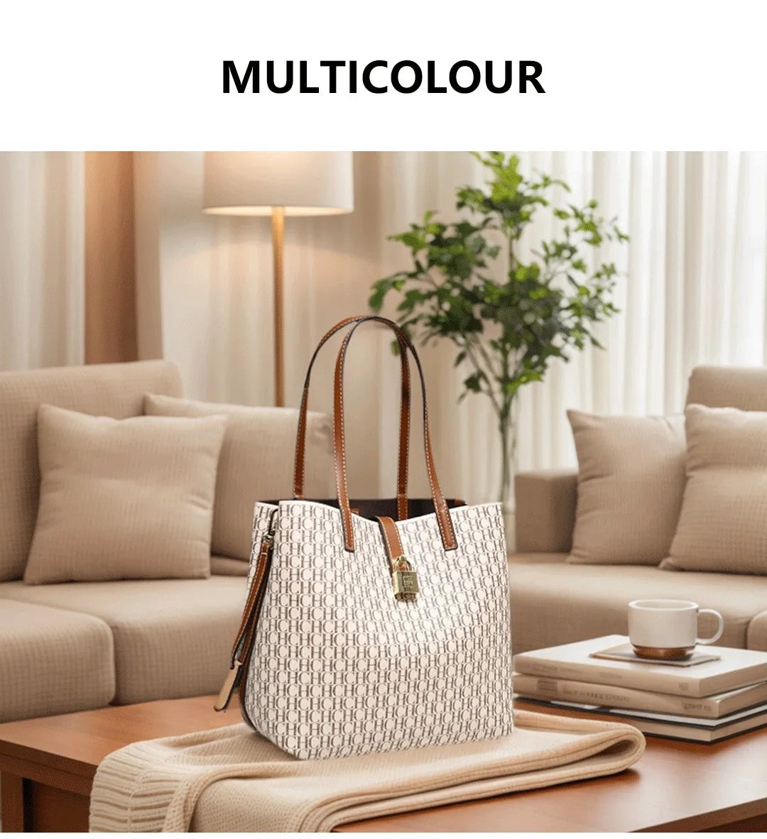 CH Premium Versatile Leather Crossbody Bag Ladies Large Capacity Daily Commuter Tote Bag Letter Print Design Ladies Fashion 2026