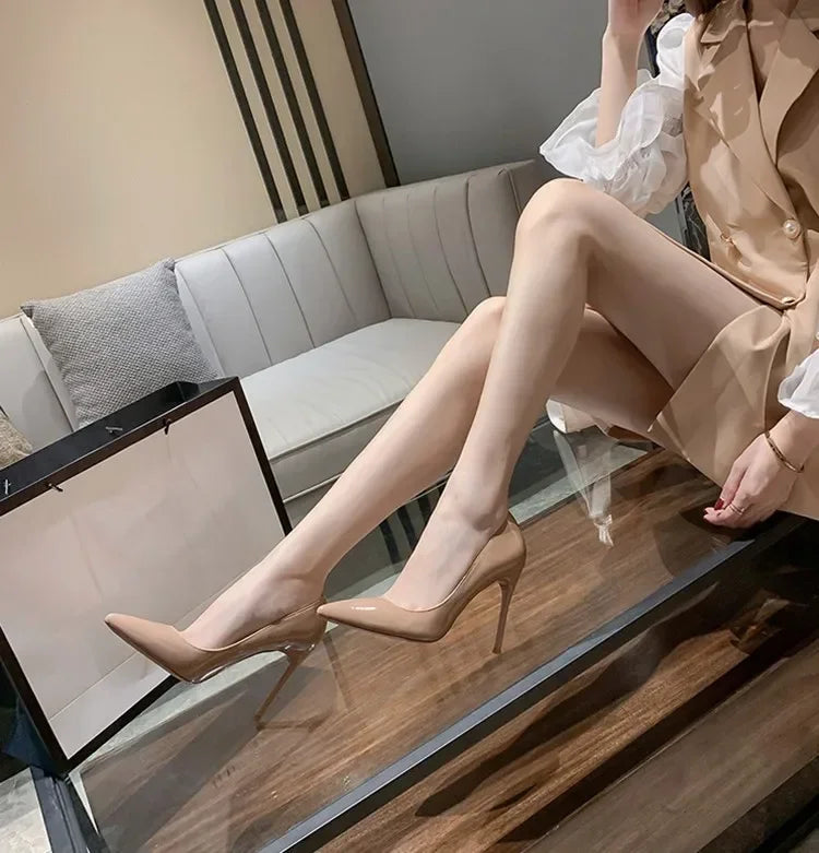 7cm Black Red Sole High Heels Spring Pointed Toe Stiletto Heel Sexy Shiny Single Shoes Fashion Patent Leather Women's Shoes 2026