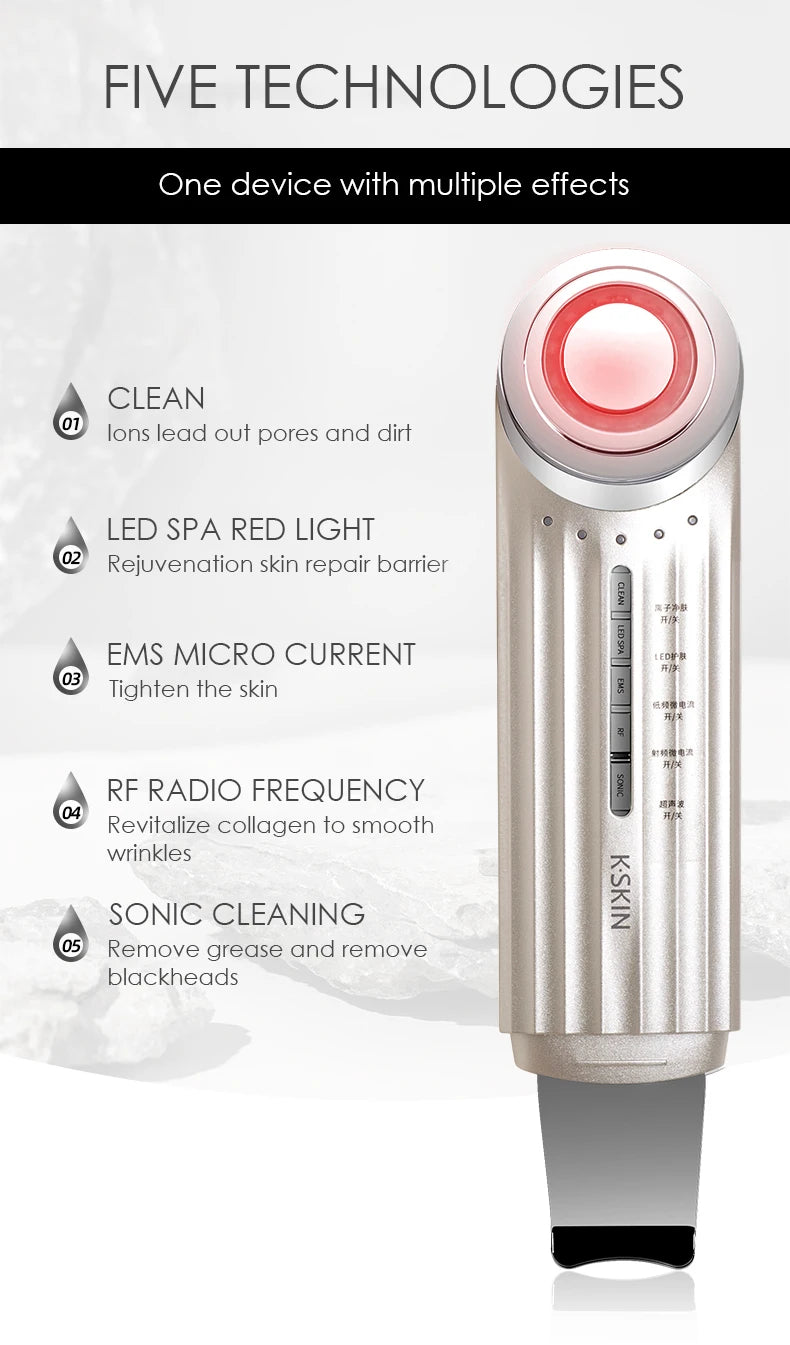 KSKIN Professional Electric Facial Dead Skin Peeling Sonic Cleaning Ultrasonic Skin Scrubber.2026 ULTRASONICO FACIAL REMOVEDOR DE PIEL MUERTA