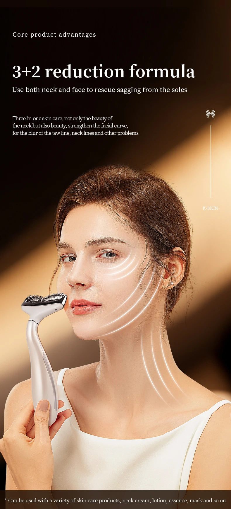 K-SKIN EMS Face Beauty Instrument Beauty Neck Massager Micro-Current Vibration Color light Senility Face Massager  Skin Care. 2026 MASAJIADOR PARA CUELLO Y MANDIBULA. ELECTRICO QUE MEJORA LA CIRCULACION Y ALINEACION