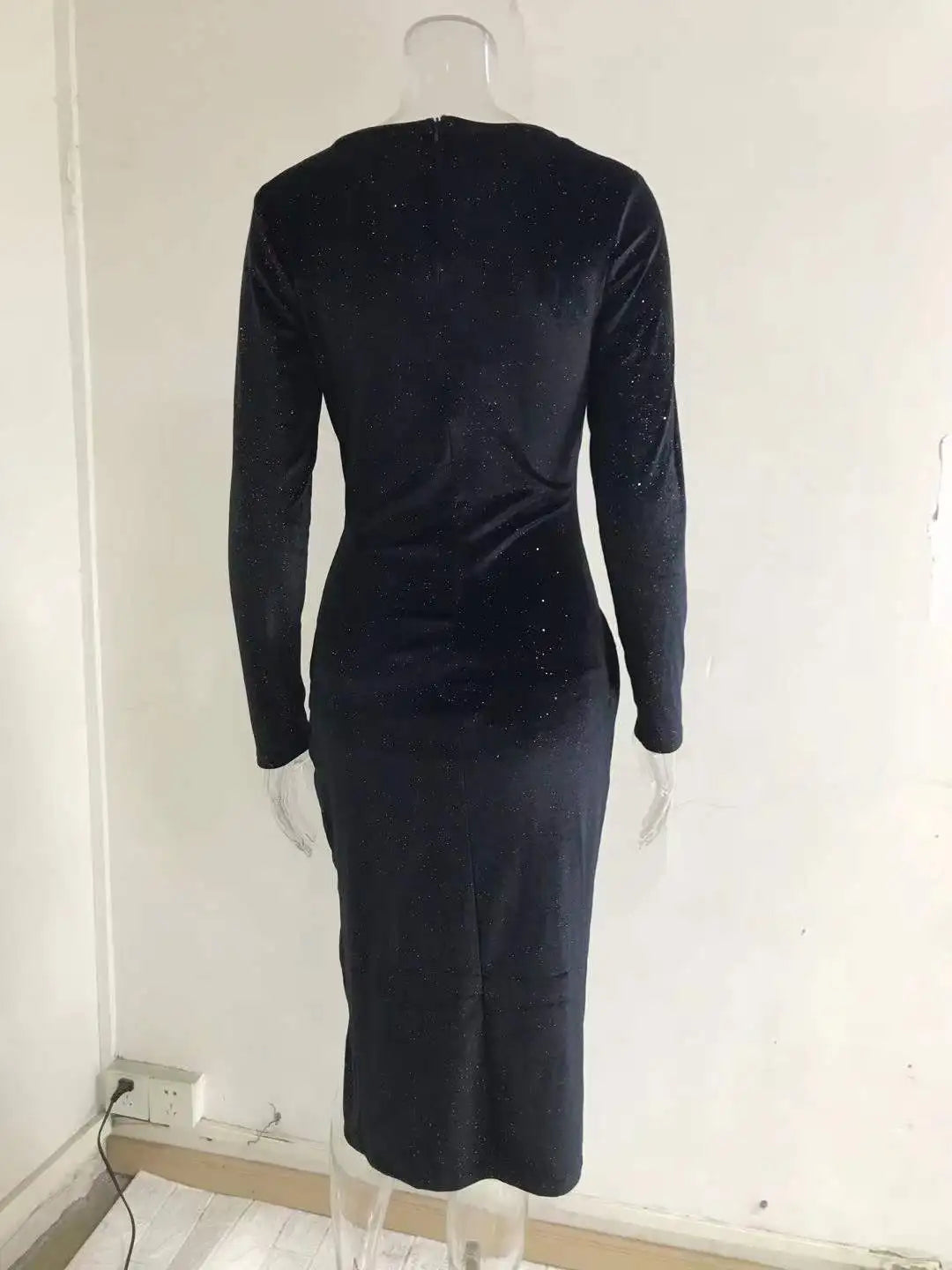 Temperament Prom Dress Vestidos Dresses 2025 Woman Vestido Femininos Elegant Sexy Banquet V-neck Slim Long Sleeves Solid Color 2026