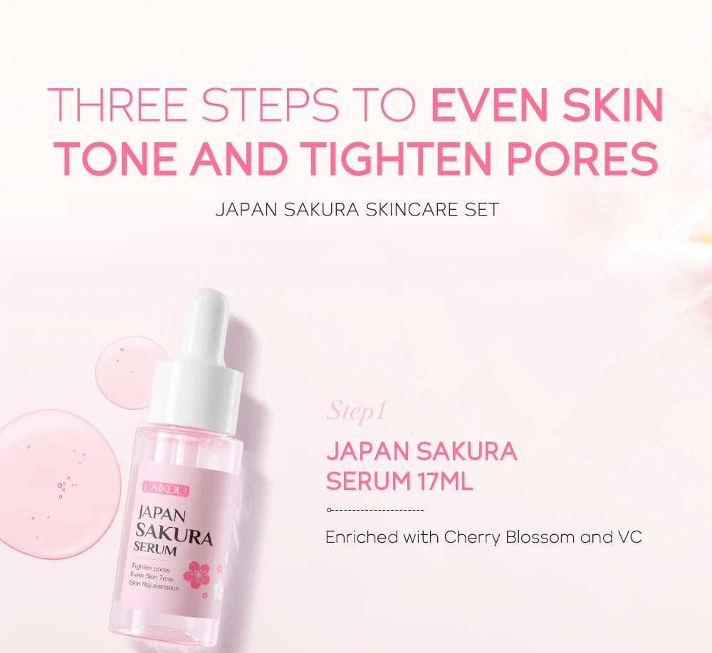3pcs/set LAIKOU Vitamin C 24K Golden Sakura Skin Care Sets Face Cream Serum Eye Cream Moisturizing Anti Wrinkles Face Care Kit.2026 SKIN CARE REJUVENECEDOR, HUMECTANTE FACIAL