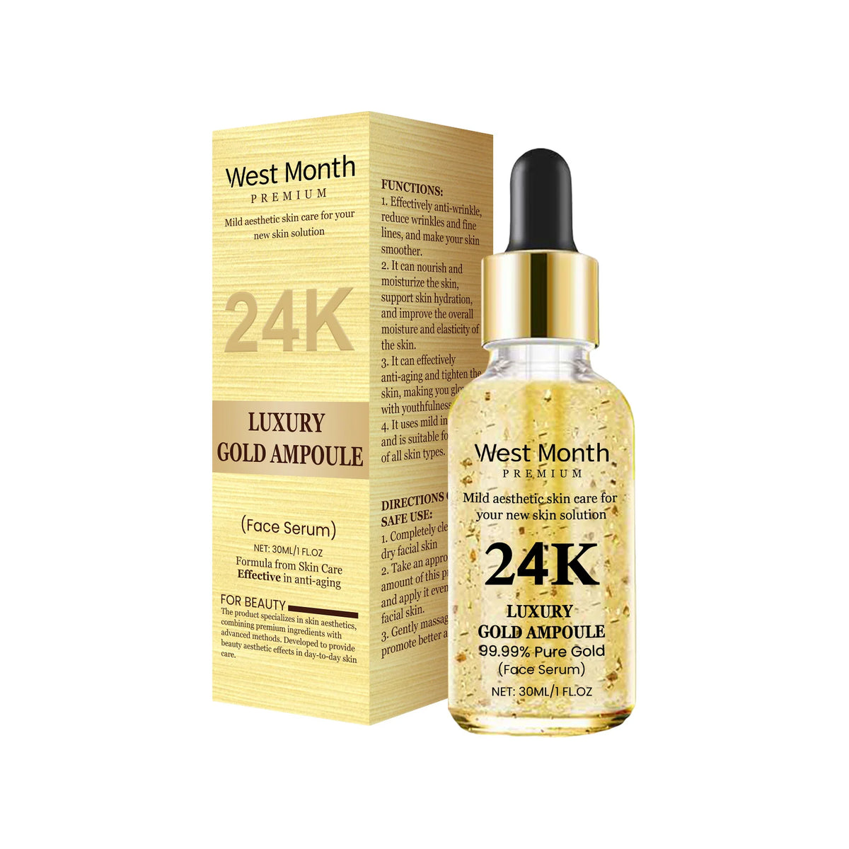 Set de Cuidado Facial de 24k Oro — Antiarugas, Desvanece Ojeras, Reafirmante, Hidratante, Reparador, Máscara para Ojos y Esencia, Cosméticos Coreanos.