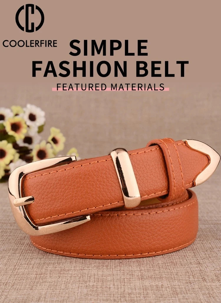Women's Trousers Belt  Leather Trend White Belt Fashion High Quality Trouser Belts Solid Vintage Pin Buckle Ladies Strap 2026