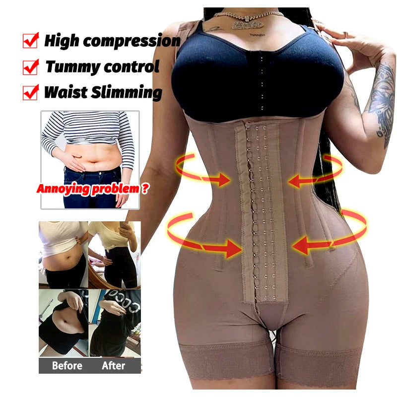 Fajas Colombianas Postquirúrgicas, Moldeadoras y Compresoras, Entrenador de Cintura, Levanta Glúteos, Ropa Moldeadora para Mujer, Moldeador Corporal Completo, Faja de Compresión BBL. Material Duradero.