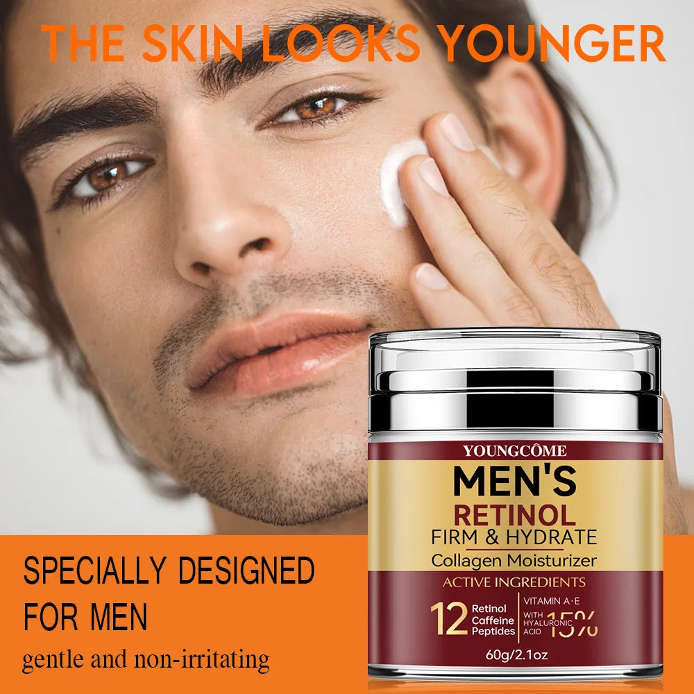 Men's Retinol Firming Face Cream Skincare Moisturizing Collagen Brightening Smooth Wrinkles Facial Face Men Skin Care Treatment.2026 Crema facial para hombres con retinol — reafirma, hidrata, aclara y suaviza arrugas.