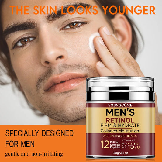 Men's Retinol Firming Face Cream Skincare Moisturizing Collagen Brightening Smooth Wrinkles Facial Face Men Skin Care Treatment.2026 Crema facial para hombres con retinol — reafirma, hidrata, aclara y suaviza arrugas.