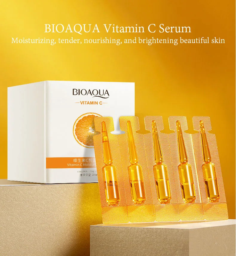20 piezas BIOAQUA Suero de Vitamina C — Hidratante, Refrescante, Aclarante, Nutritivo, Antienvejecimiento, Esencia Facial para el Cuidado de la Piel.
