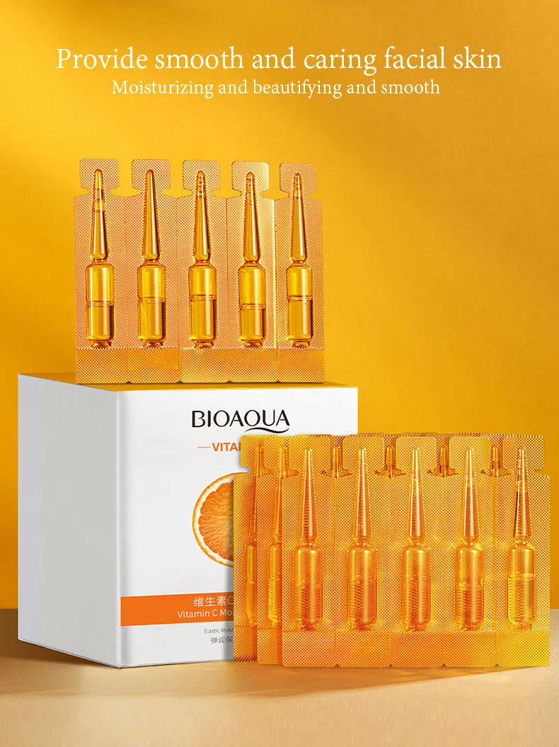 20 piezas BIOAQUA Suero de Vitamina C — Hidratante, Refrescante, Aclarante, Nutritivo, Antienvejecimiento, Esencia Facial para el Cuidado de la Piel.