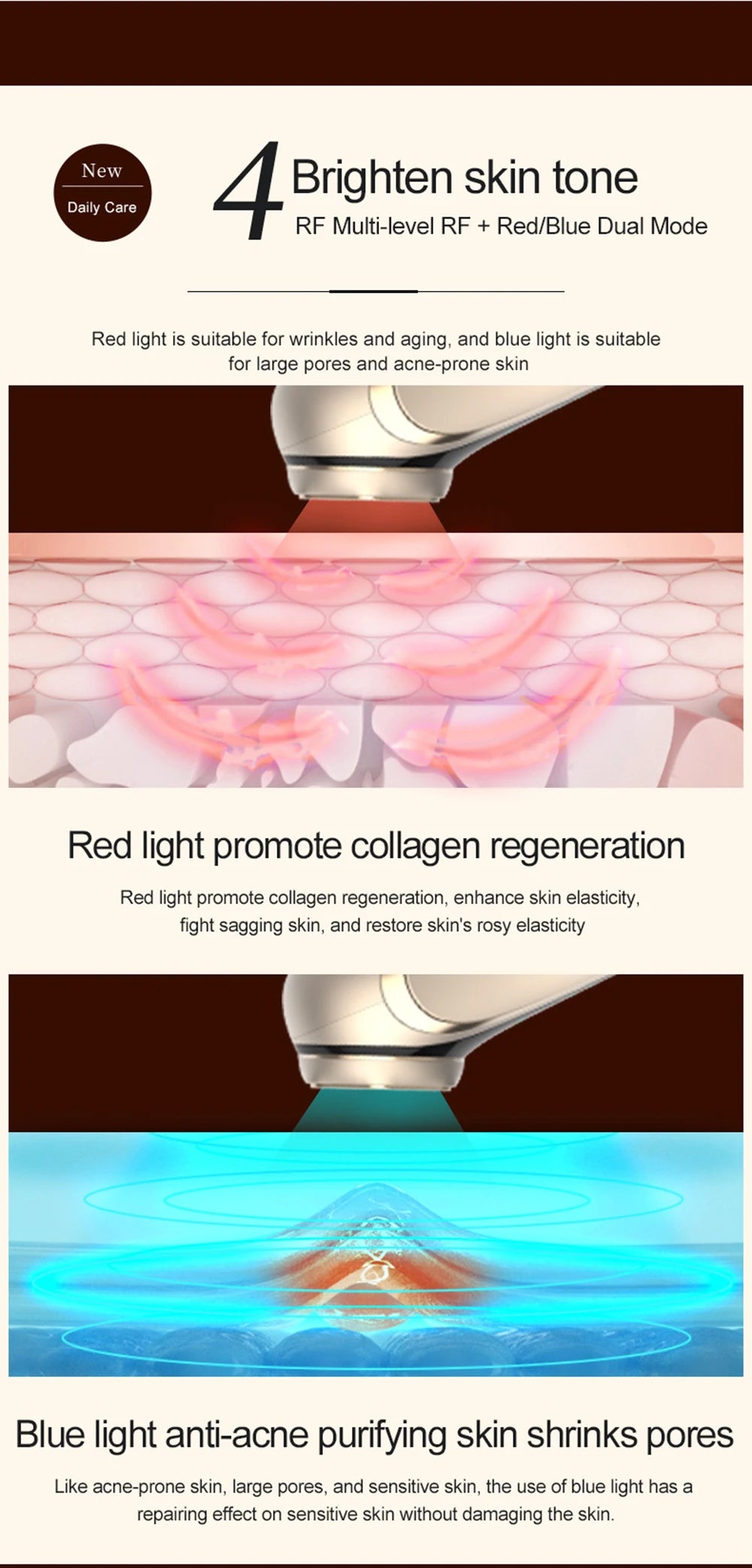 NEW Face Beauty Care Devices Multifunction Photon Skin EMS Massage Red Blue Light Anti Aging Tighten Wrinkle Removal Skin Care. 2026 DISPOSITIVO PARA LIMPIEZA FACIAL. AYUDA EL ESTIRAMIENTO.
