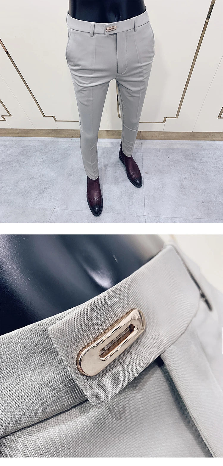 Men Suit Pants Formal Trousers Stretch Slim Pantalone Hombre Calça Masculina Solid Color Casual Dress Pants Fashion Men Clothing. Pantalones de Hombre, extra slim fit 2026. Elegantes